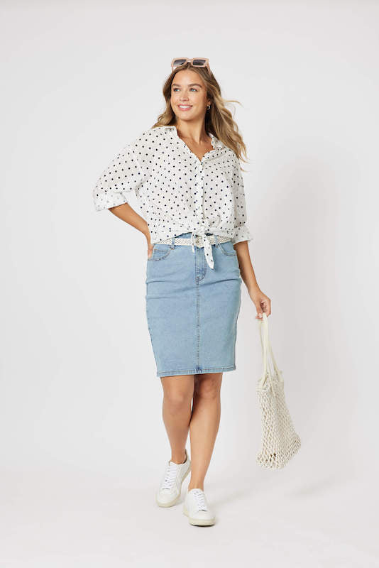 Get Dotty Shirt - Navy Dot Size 10