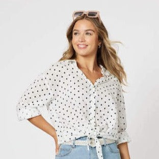 Get Dotty Shirt - Navy Dot Size 10