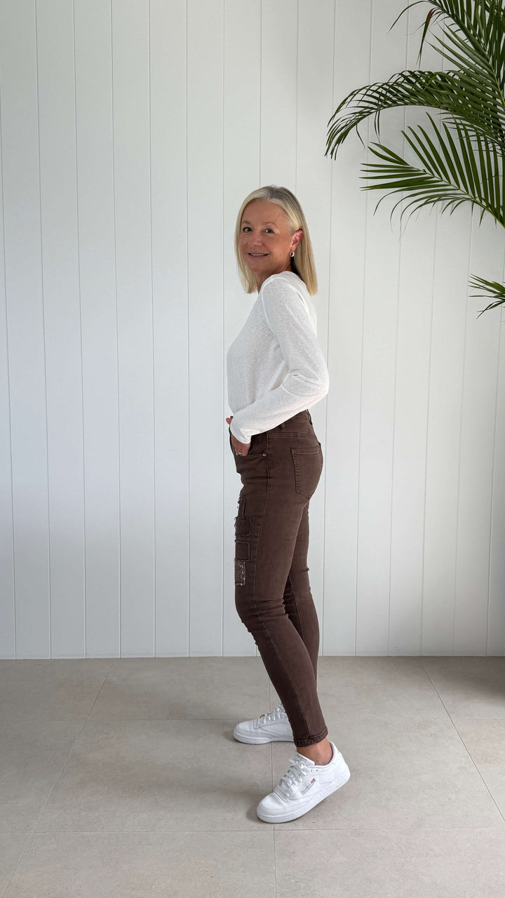 All That Jazz Applique Jean - Chocolate