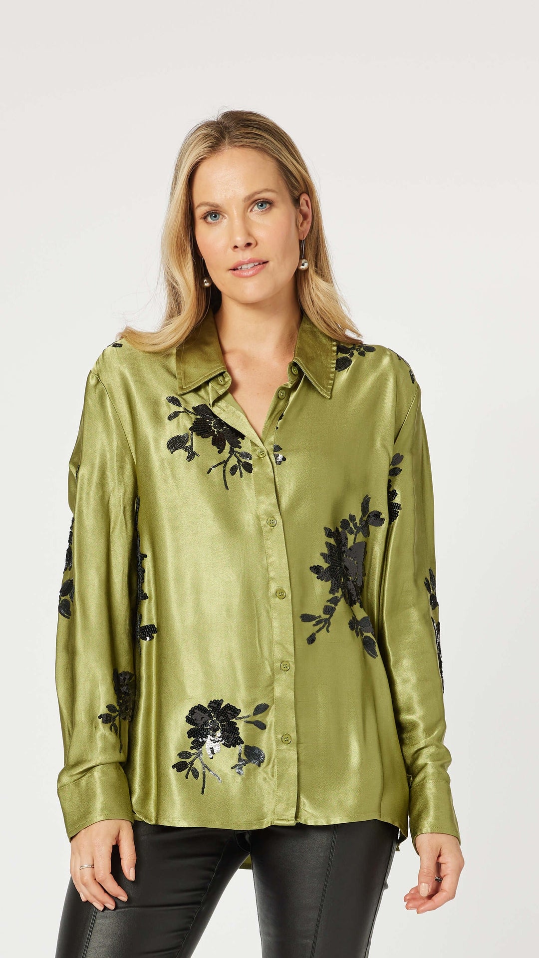 Seville Flower Shirt - Pistachio