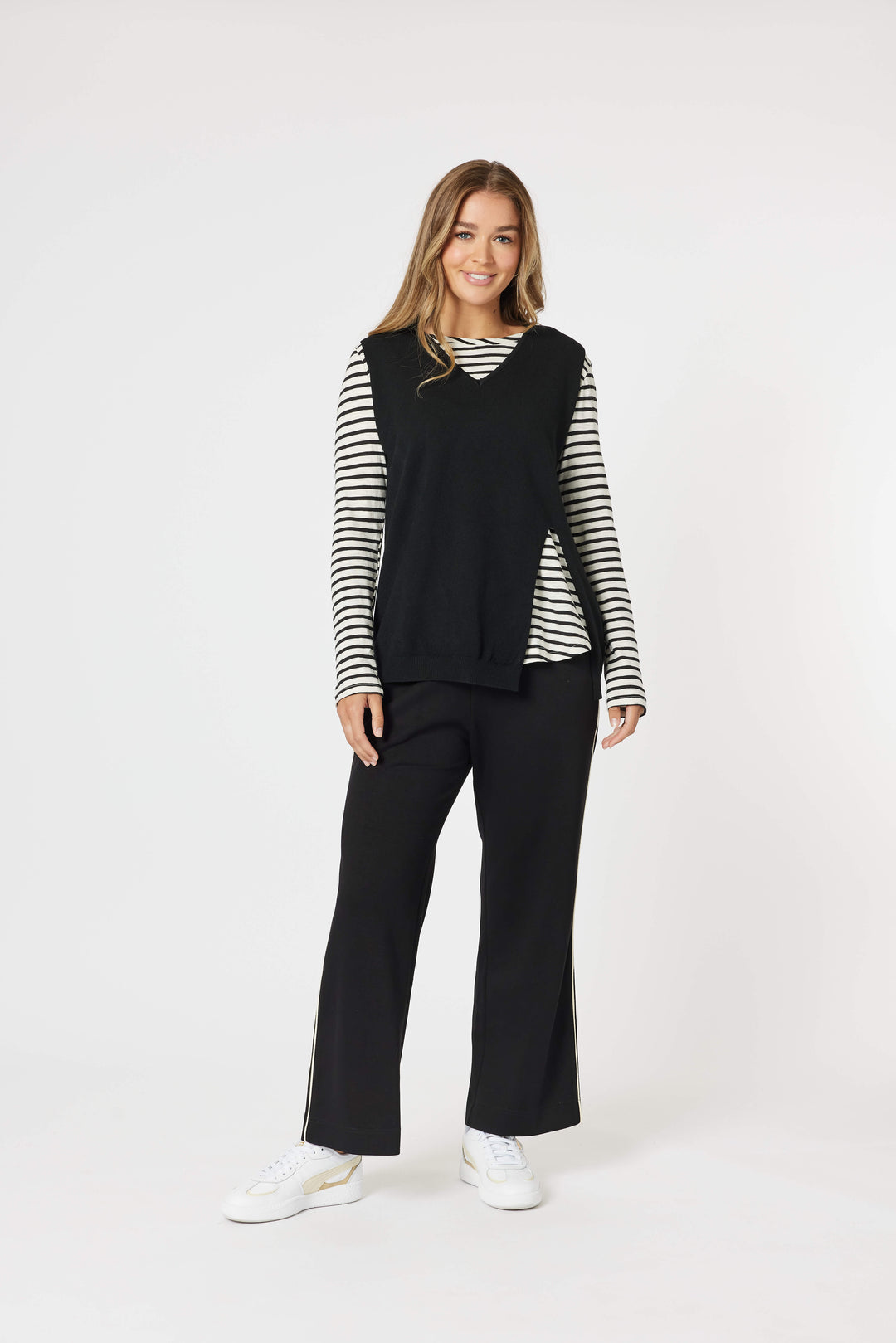 Vicky Side Split Knit Top - Black Size 10
