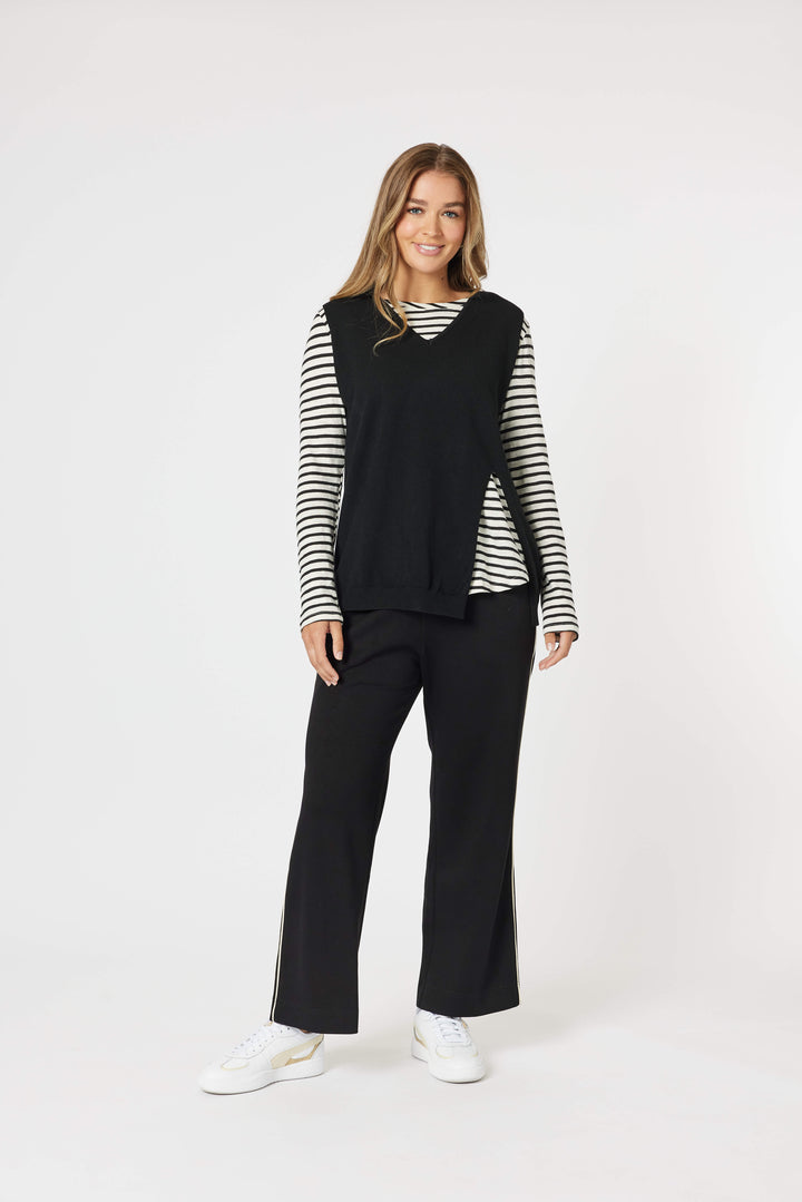 Vicky Side Split Knit Top - Black Size 10