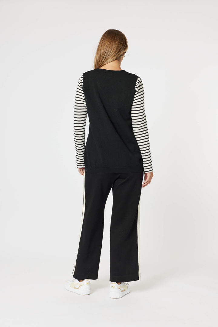Vicky Side Split Knit Top - Black Size 10