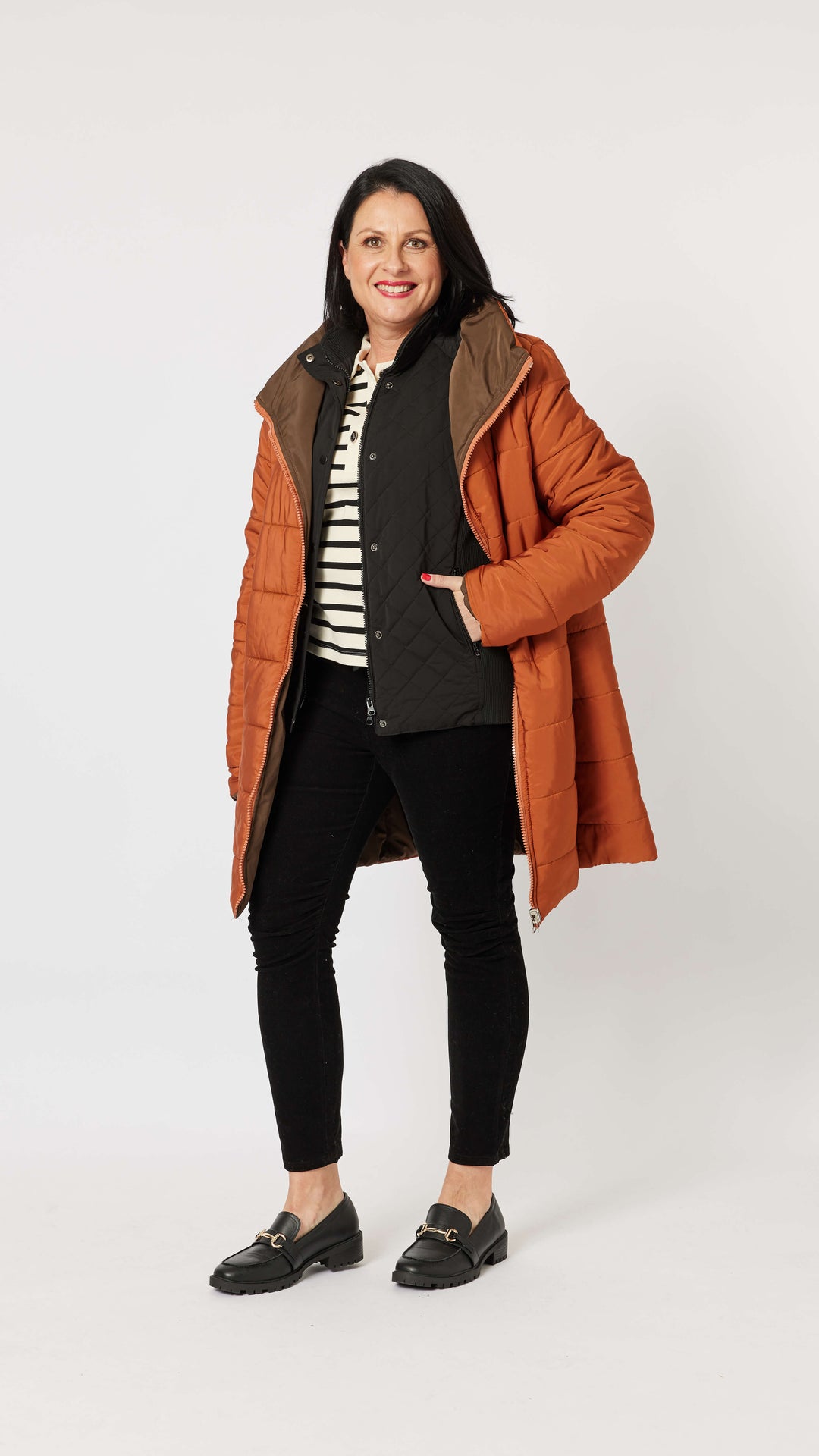 Bowral Reversable Puffer - Chocolate/Paparika Size 10