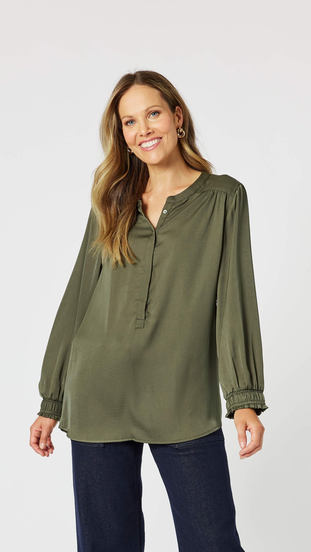 Luxe Nehru Top - Khaki Size 10