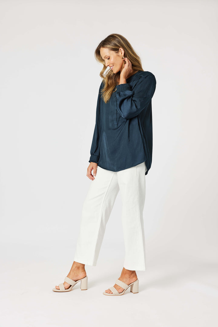 Luxe Nehru Top - Midnight