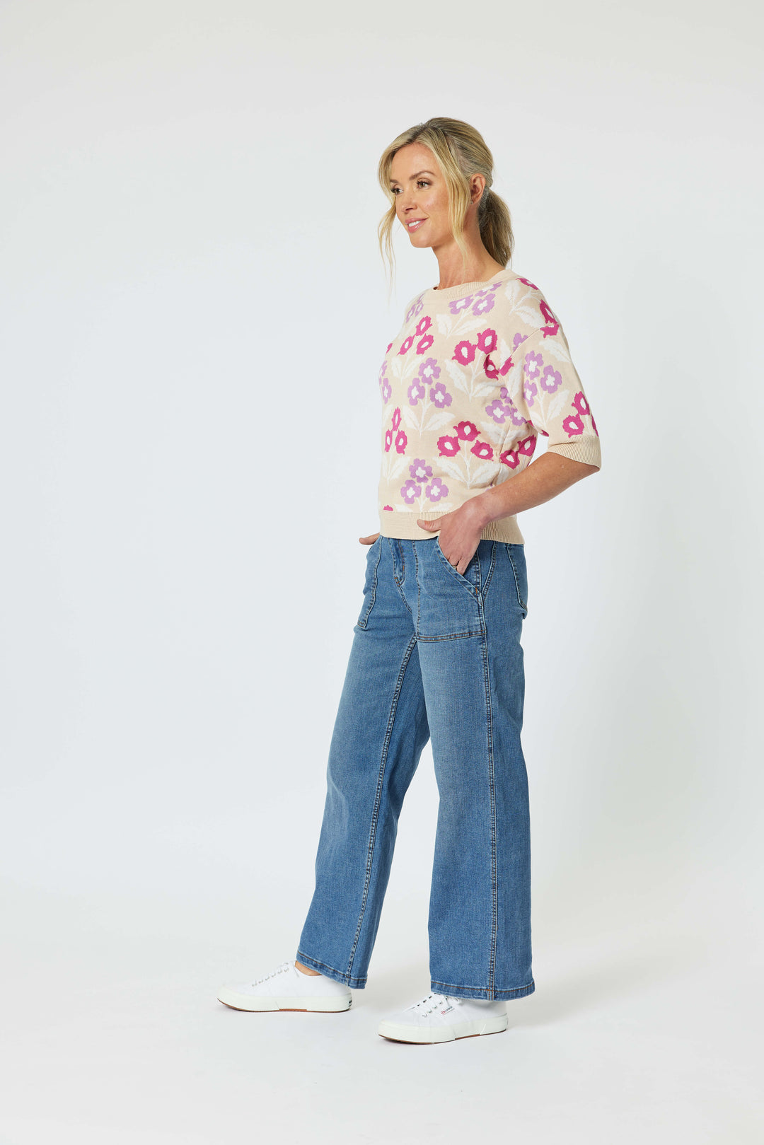 Nikki Floral Knit - Natural Size 10