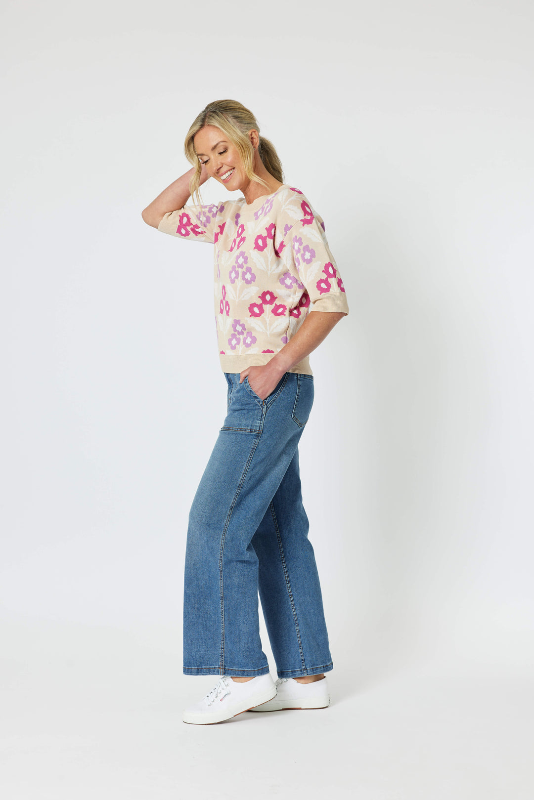 Nikki Floral Knit - Natural Size 10