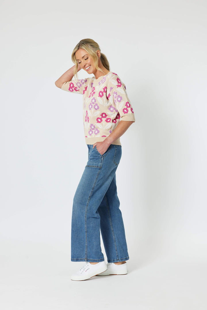 Nikki Floral Knit - Natural Size 10