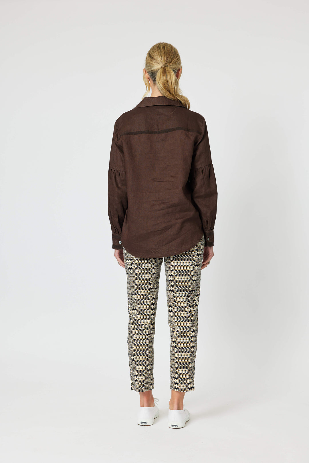 Eliza Linen Shirt - Chocolate Size 10