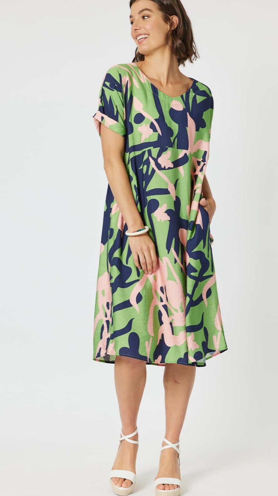 Como Printed Dress - Green Size 8/10