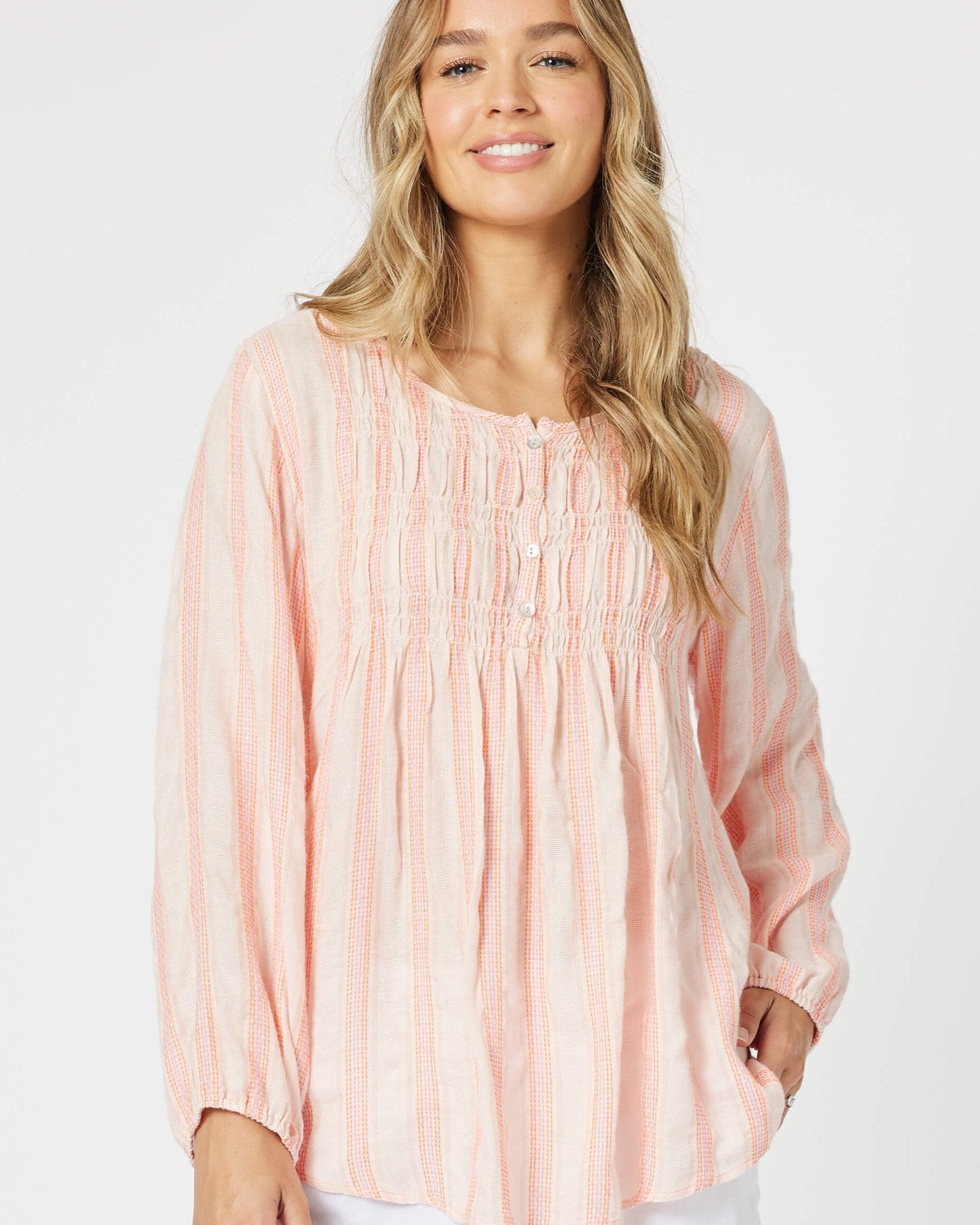 RIVIERA STRIPE WOVEN TOP
