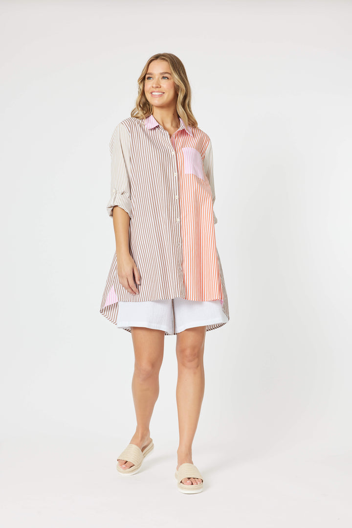 Summer Stripe Shirt - Papaya Size 12