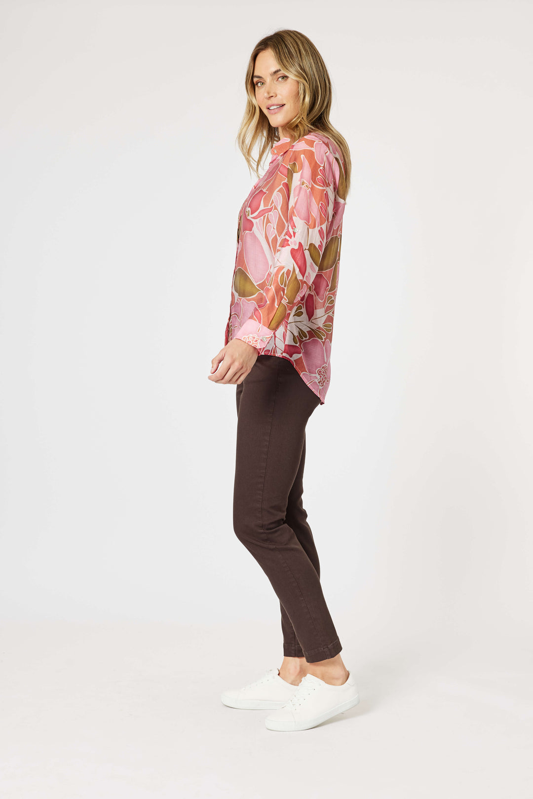 Hunter Floral Print Sheer Shirt - Blush Multi