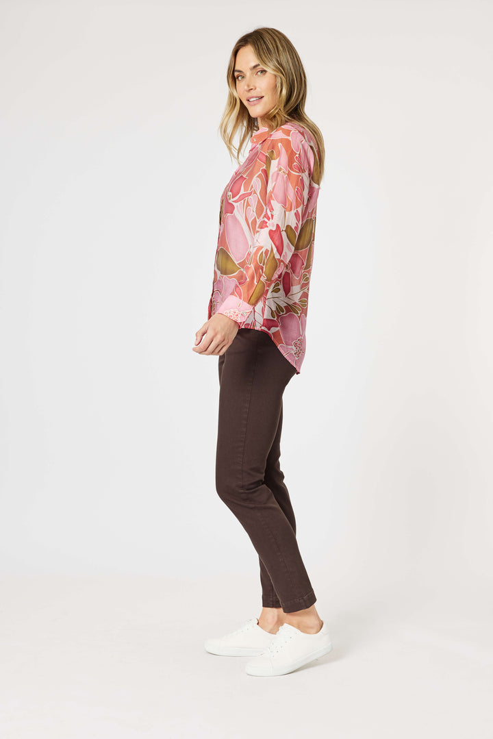 Hunter Floral Print Sheer Shirt - Blush Multi