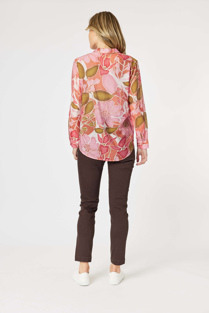 Hunter Floral Print Sheer Shirt - Blush Multi