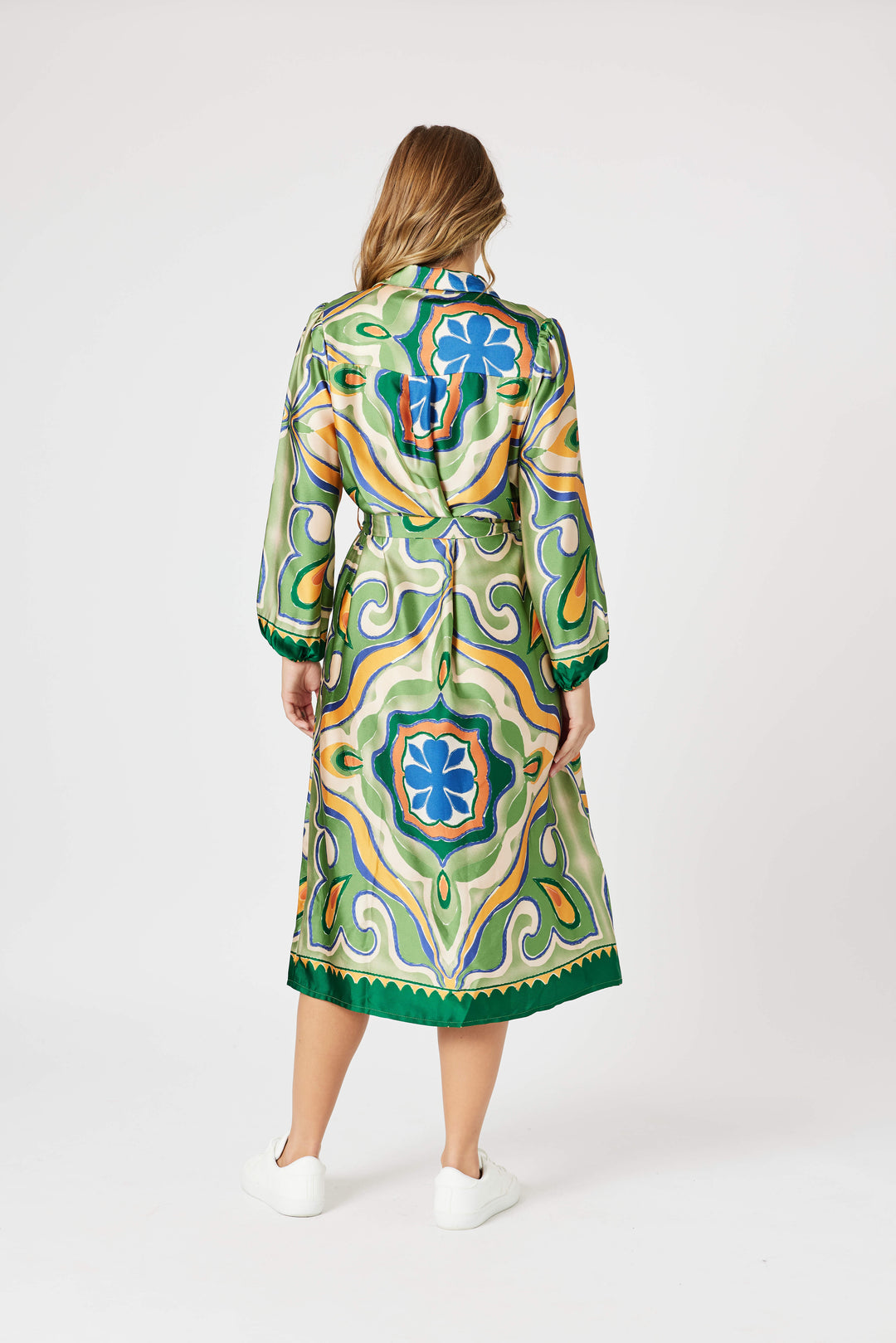 Brooklyn Print Button Dress - Khaki Multi