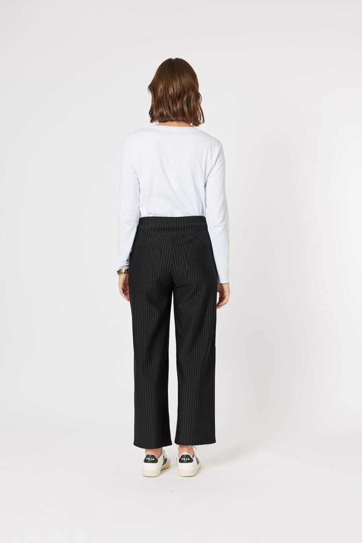 Nicky Pinstripe Pant - Natural/Black