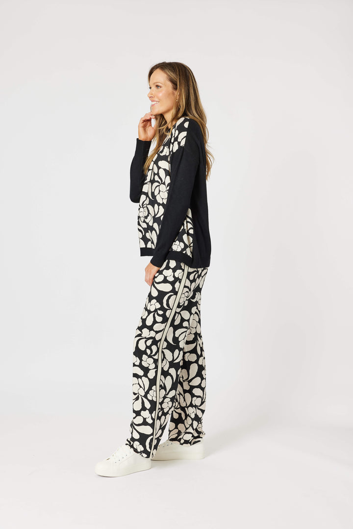 Casablanca Floral Print Knit - Black/Chalk