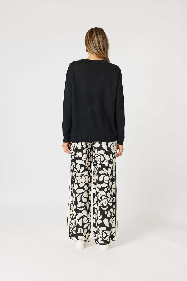 Casablanca Floral Print Knit - Black/Chalk