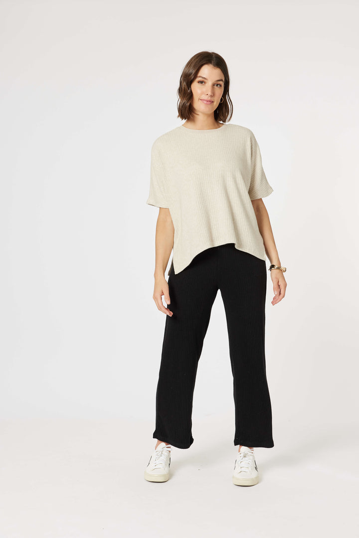 Ribbed Lounge Pant - Black