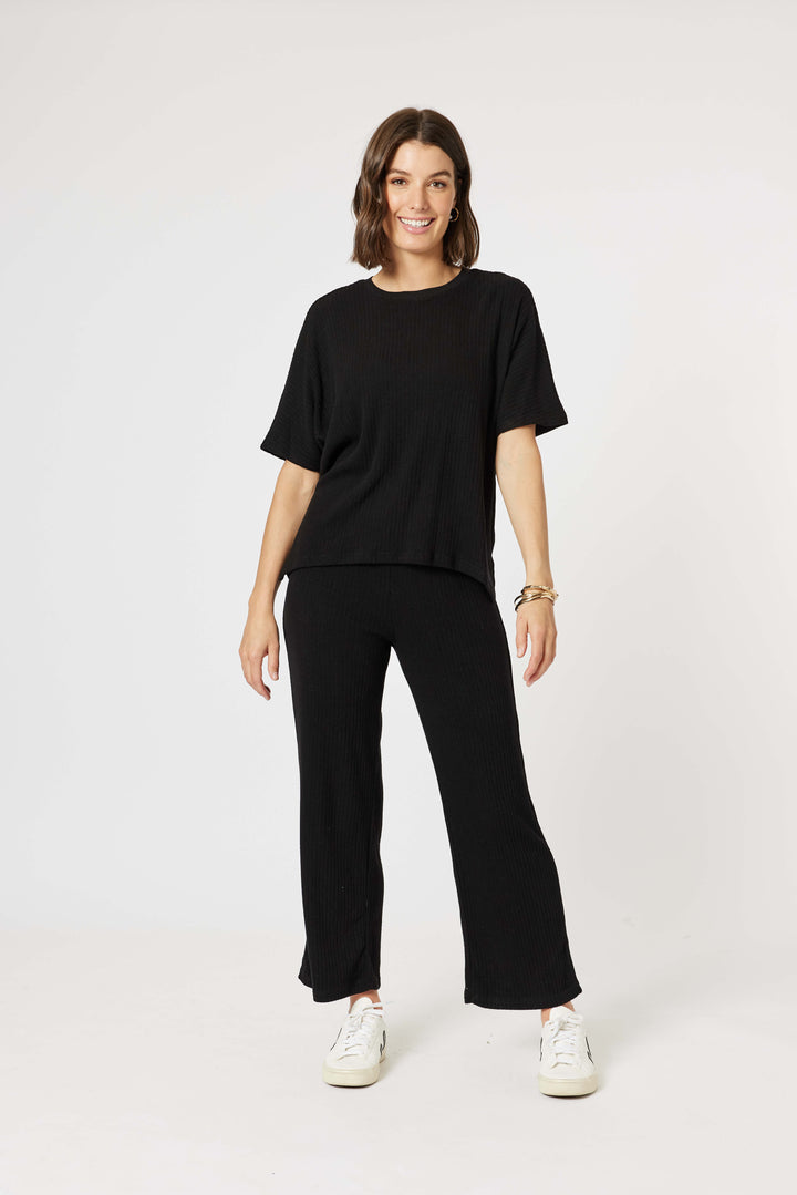 Ribbed Lounge Pant - Black