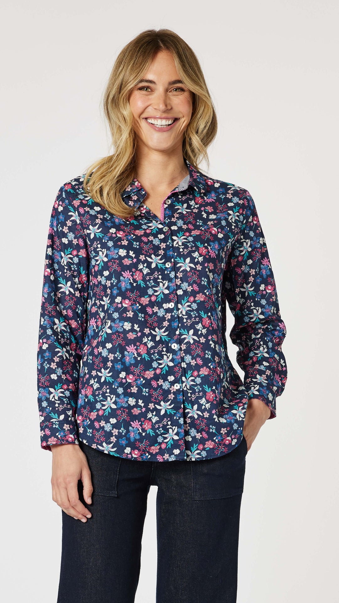 Liberty Shirt - Navy/Pink Floral
