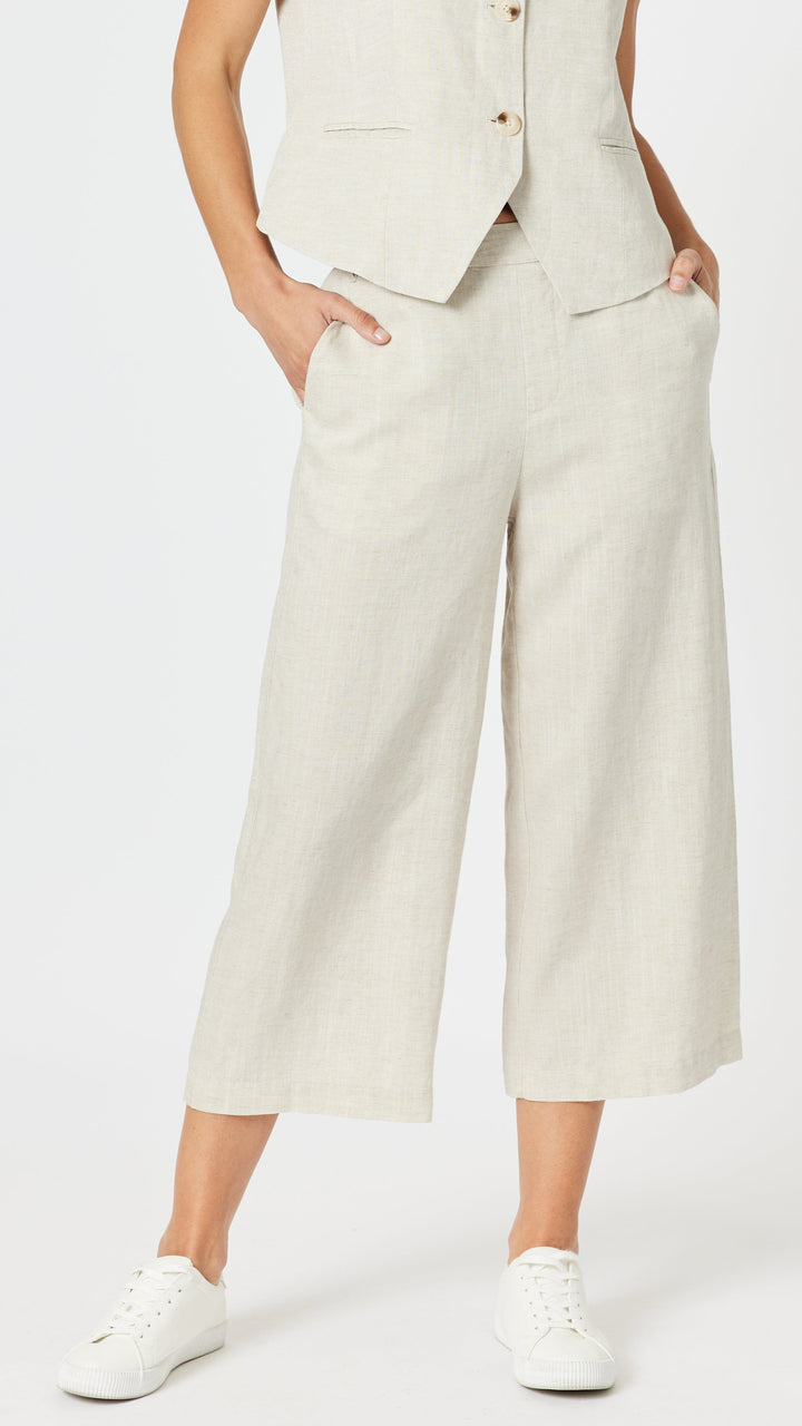 Lino Wide Leg Pant - Natural