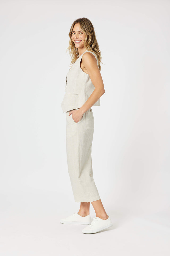 Lino Wide Leg Pant - Natural