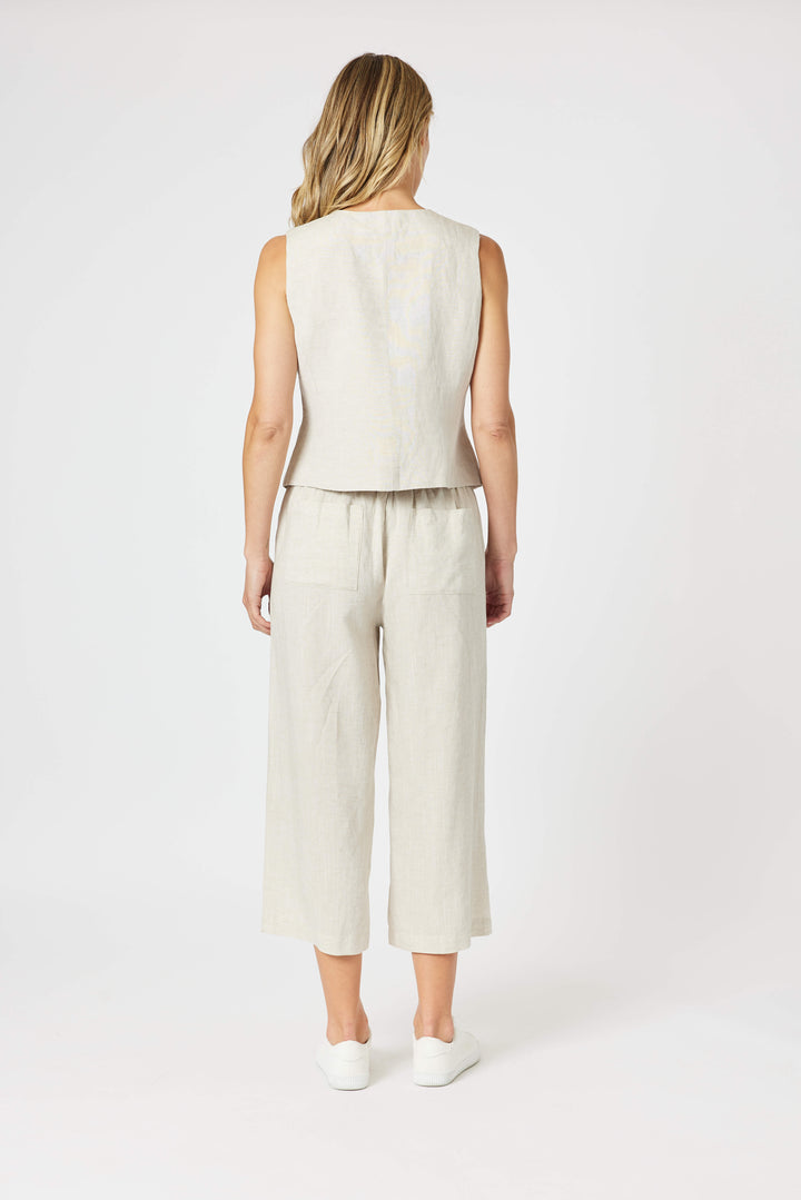 Lino Wide Leg Pant - Natural