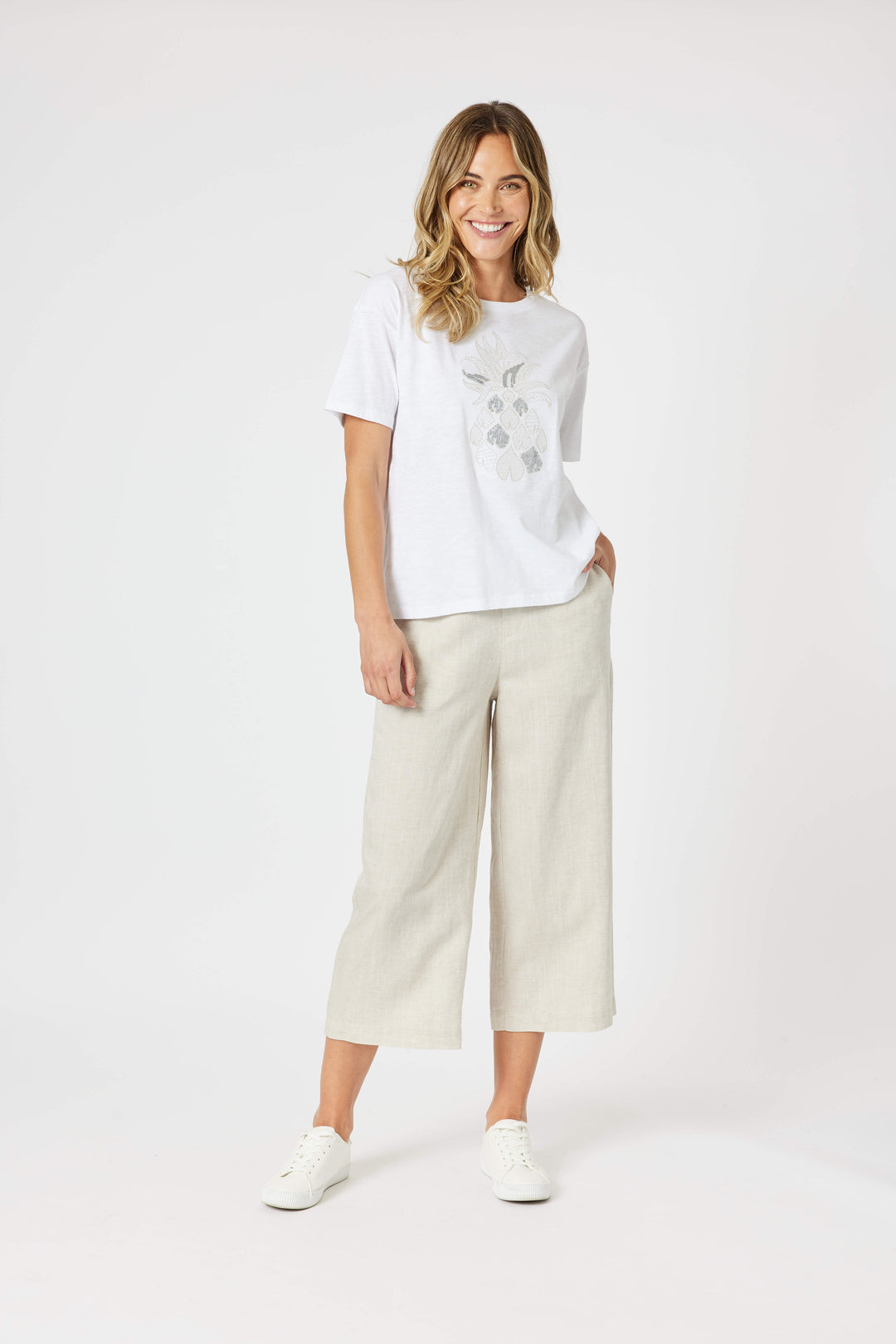 Lino Wide Leg Pant - Natural