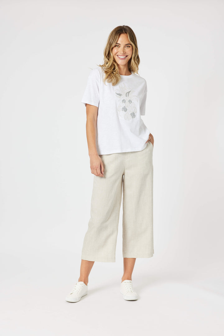 Lino Wide Leg Pant - Natural