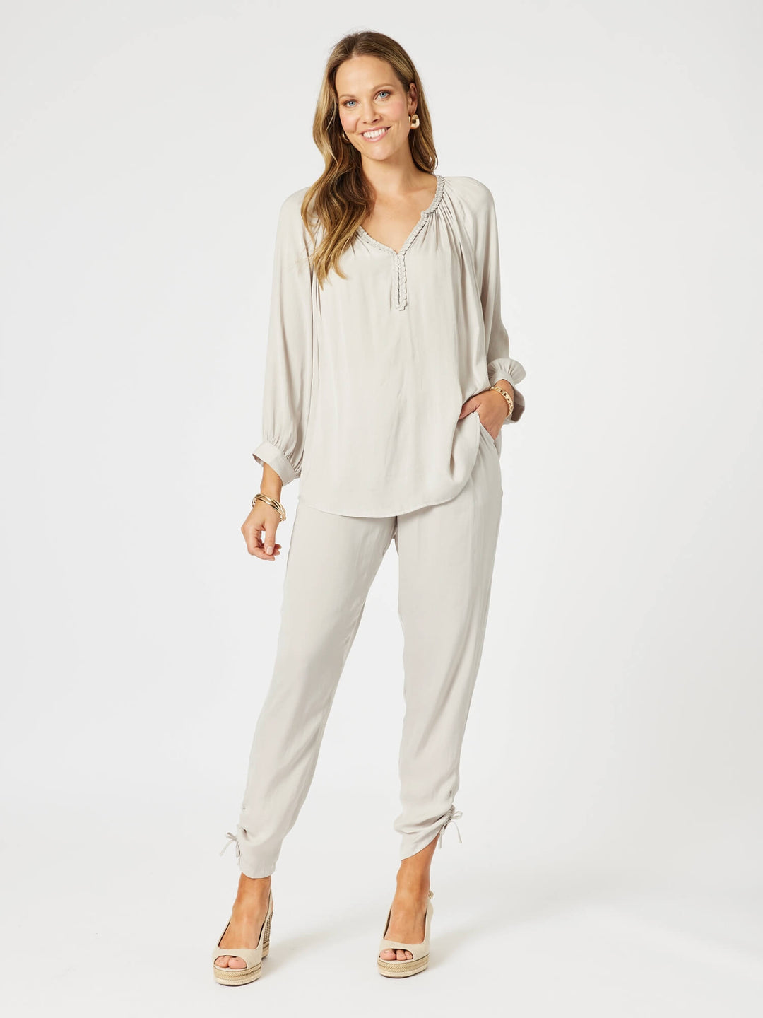 Traveller Luxe Side Tie Pant - Champagne