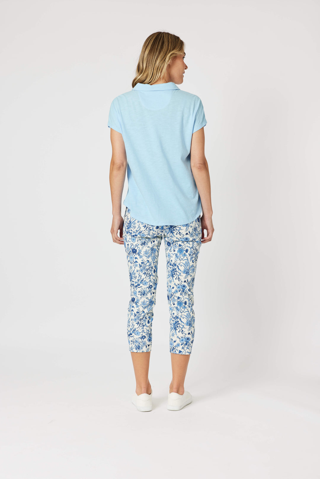 Alexandria Floral Print Pant - Blue/White