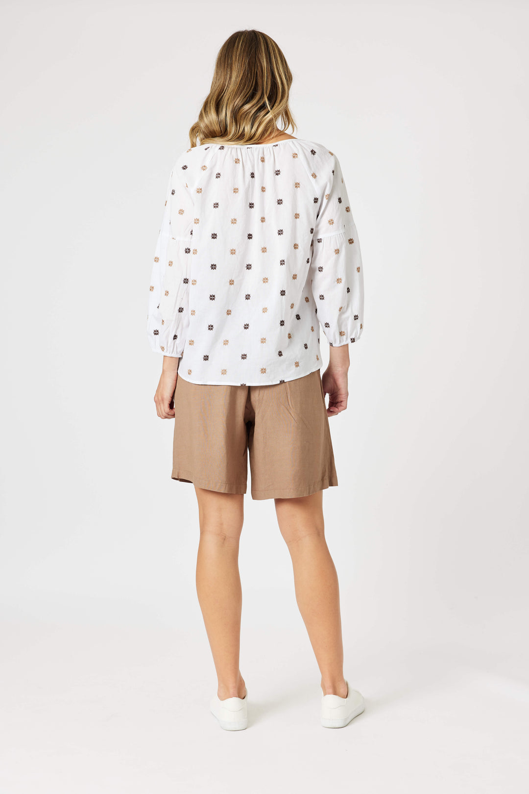 Rattan Embroidery Top - White/ Natural