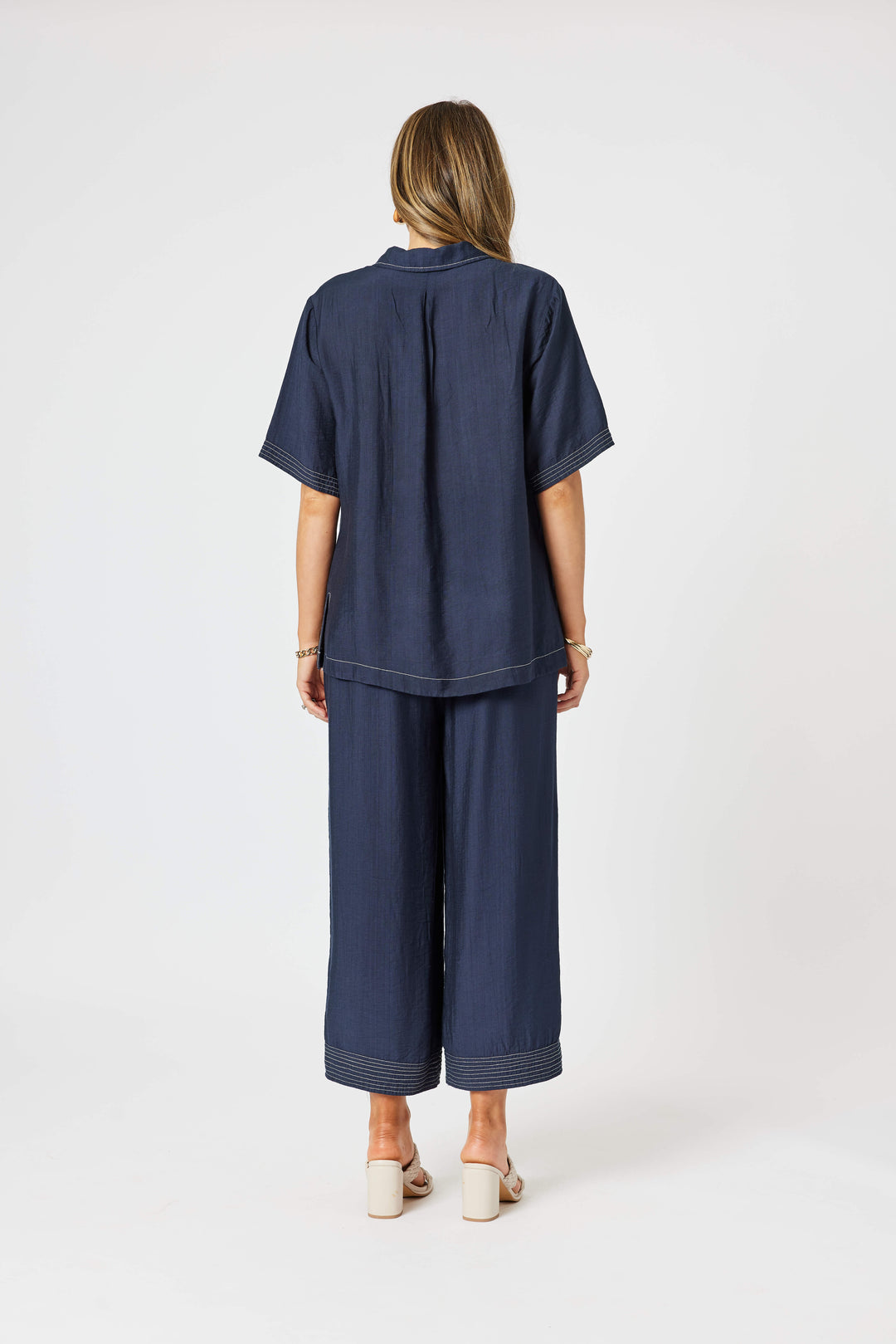 Top Stitch Detail Top - Navy