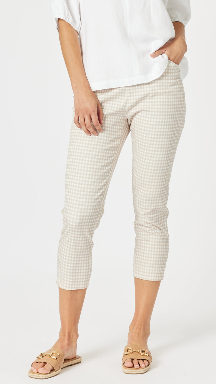 Alexis Gingham Print Pant - Natural