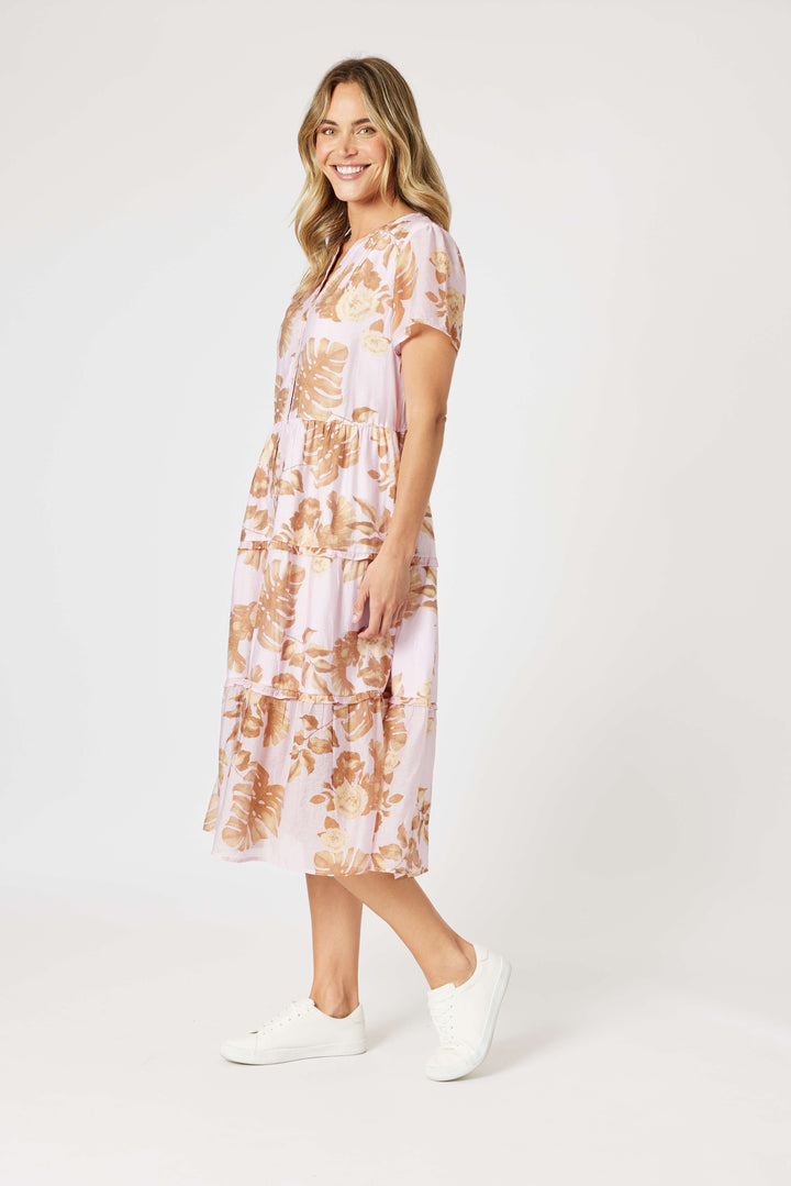 Haiti Floral Dress - Pink/Natural