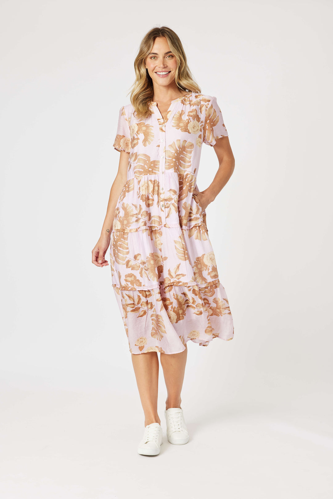 Haiti Floral Dress - Pink/Natural