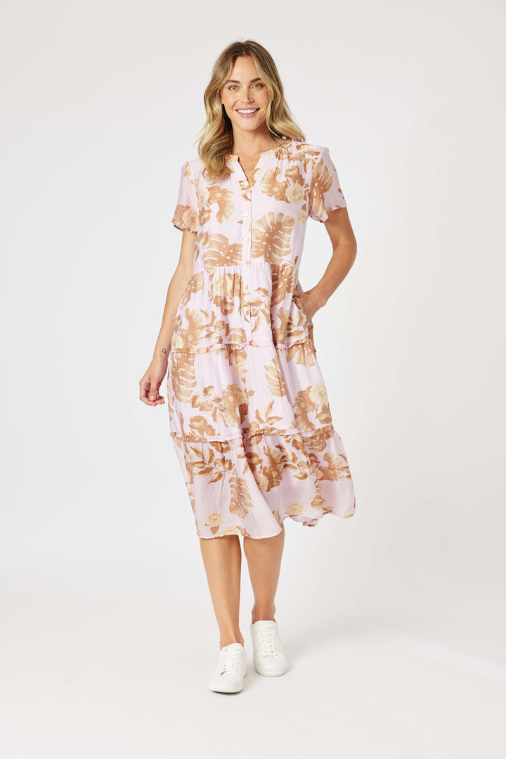 Haiti Floral Dress - Pink/Natural