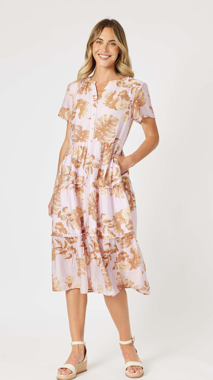 Haiti Floral Dress - Pink/Natural