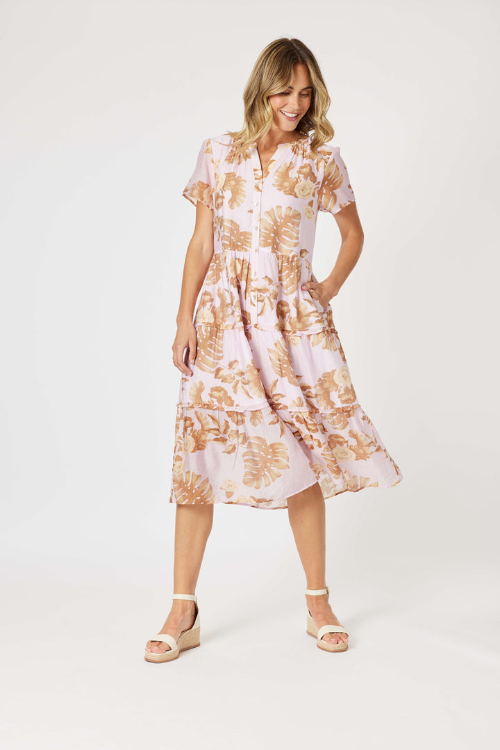 Haiti Floral Dress - Pink/Natural