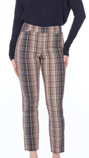 Plaid Techno Full Length 31 " Pant - Beige/Blue Waterford Size 14
