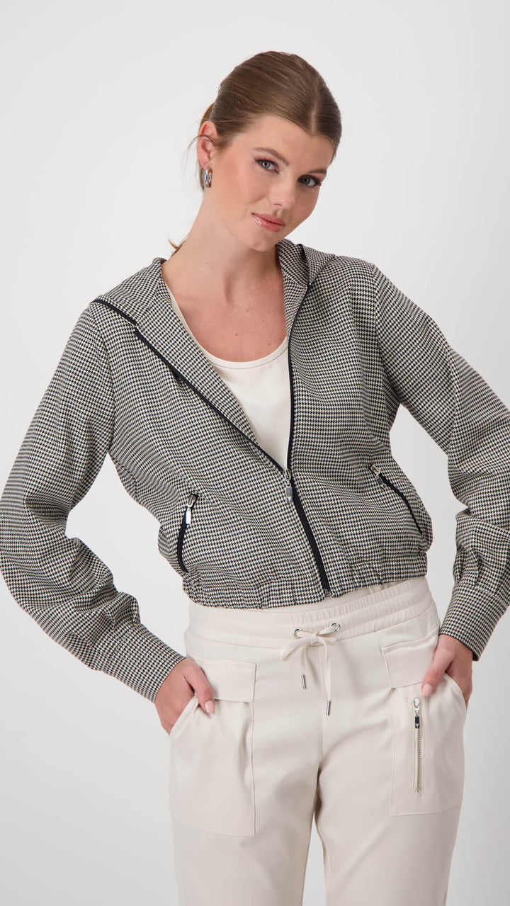 Schwarz Hood Jacket - Houndstooth