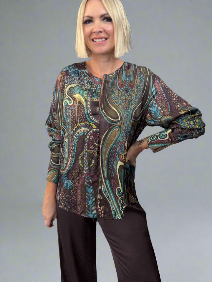 Suri Cashmere Printed Silk Blouse - Lutetia