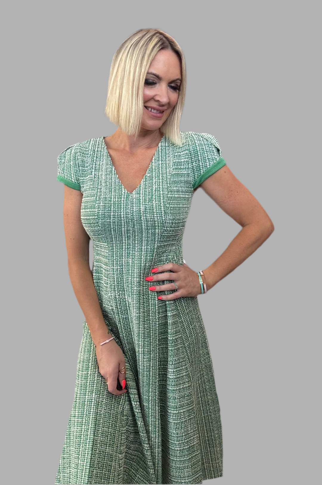 Harmony Haven Dress - Green/Ivory Tweed
