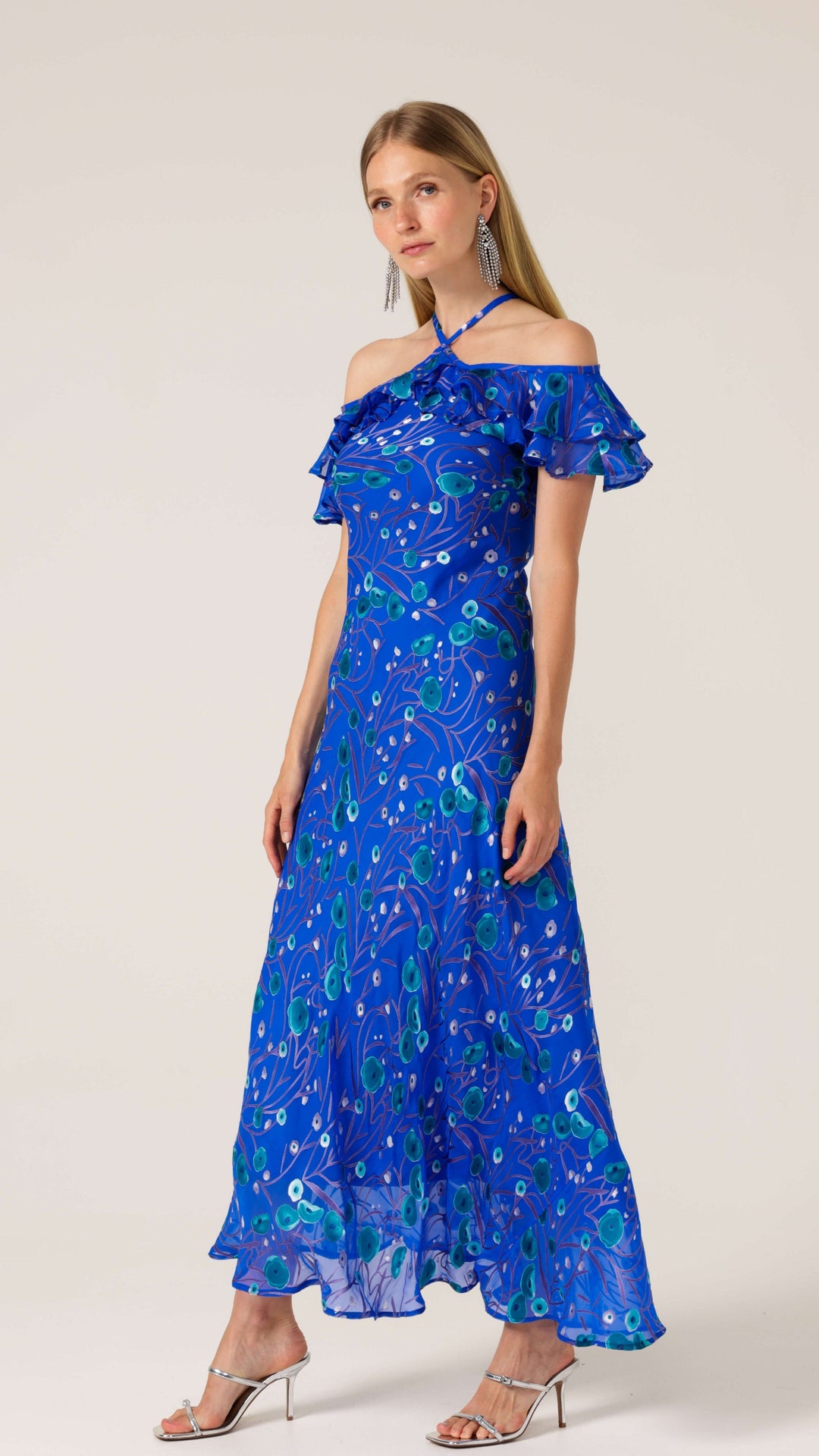 Blue Bird Bias Dress - Periwinkle Poppy