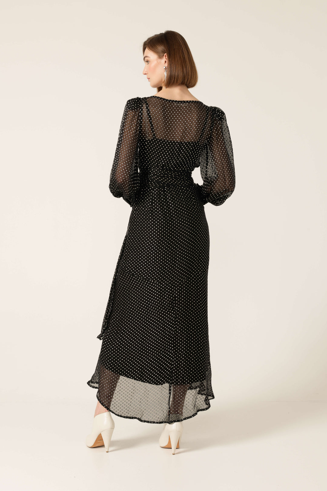 Calais Wrap Dress Black & Cream Soft Spot