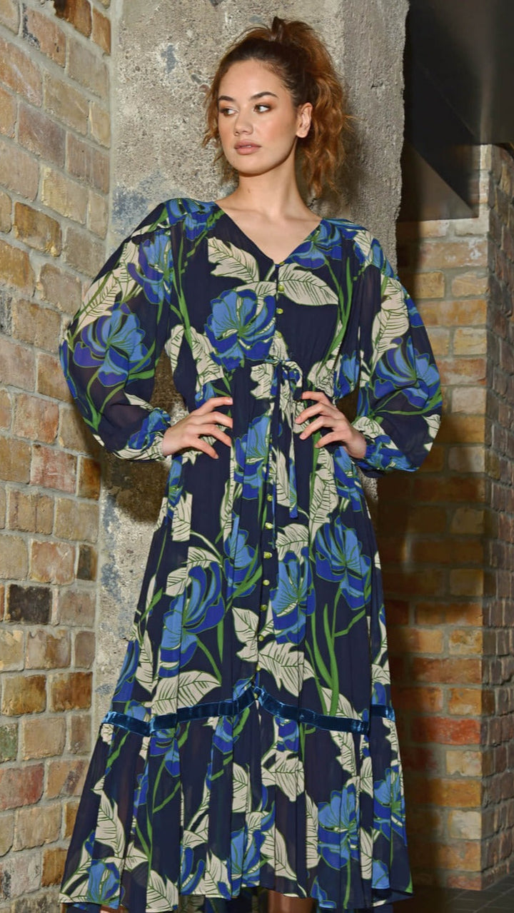 Get A Bloom Maxi Dress - Navy -Cooper Size XXL
