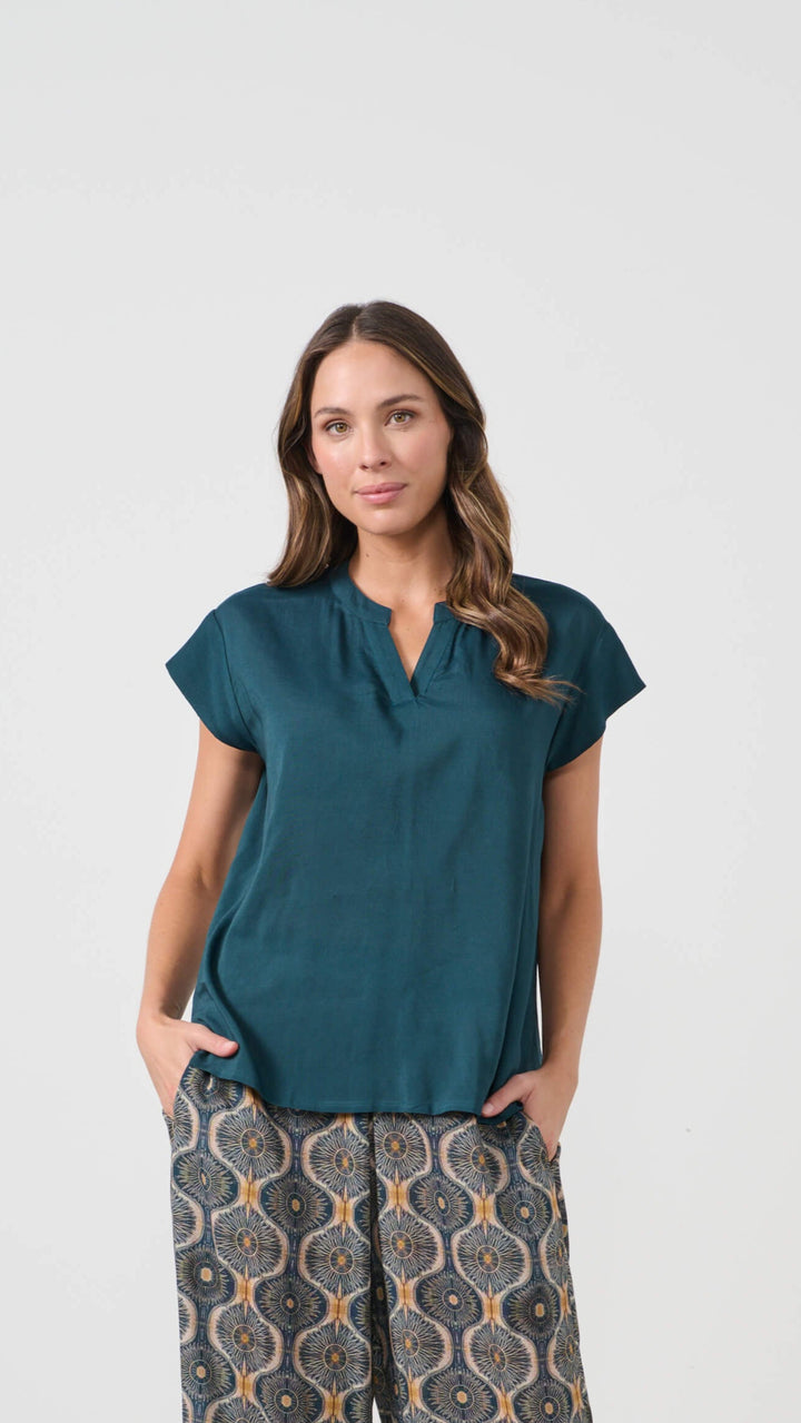 Scoop Back Hem Blouse